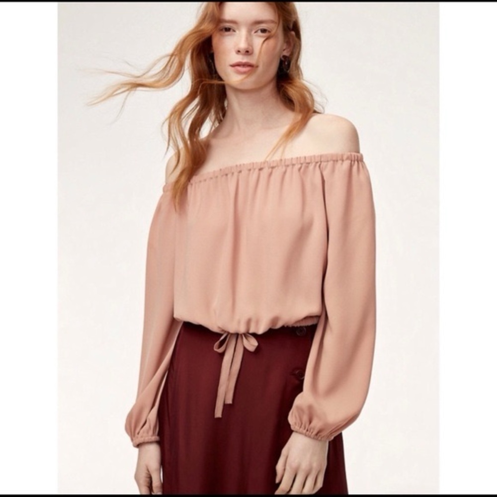 🍋 Wilfred Eleanora boho off the shoulder blouse dusty pink size XS